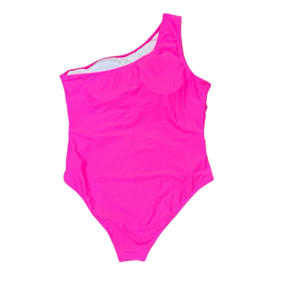 NEW Women's Pink One-Shoulder Swimsuit Tummy Control Plus Size: 3XL - Picture 3 of 5